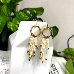 Anthropologie Cascade Beaded Fringe Earrings